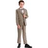 mintgreen Ragazzi Completo Blazer Bambini Formale Matrimonio Abiti Gentiluomo Marxdo Set, Plaid Khaki, 6-7 Anni, 130