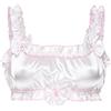 Satini Bralette Sissy Spalline a Volant, Bianco, M