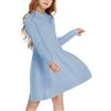 Arshiner Vestito Maglione da Bambina Abito Autunno-Inverno Vestiti per Ragazze Elegante Festa Maniche Lunghe Linea ad A Abito in Maglia per Bambini Blu 120