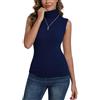 Enjoyoself Maglione Smanicato in Cotone Collo Alto Pullover Senza Maniche Maglia Collo Alto per Autunno Inverno, Capo Sottomaglione-Blu Marino/XXL