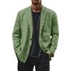 generisch Giacca da uomo casual, in lino, morbida, comoda, per il tempo libero, blazer, tinta unita, in lino, blazer da uomo, leggera, vestibilità regolare, verde, 3XL