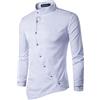 sutelang lurryly Camicia da uomo con bottoni, a maniche lunghe, scollo alto, vestibilità regolare, casual, per business, taglie grandi, stile gotico vintage, bianco, L