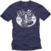 MAKAYA Panhead - Moto Maglietta T-Shirt Biker Accessori Uomo Blu M