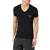 Emporio Armani Maglietta da Uomo con Scollo a V Rainbow Logo, Nero, S