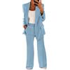 shownicer Tailleur Donna Eleganti Pantaloni e Giacca da Cerimonia Completo Blazer a Maniche Lunghe Tuta Elastici in Vita Set di Abiti in Tinta Unita Due Pezzi Elegante Suit A Azzurro L