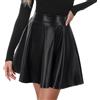 WERFORU Gonna in pelle da donna, minigonna in pelle da donna, vita elasticizzata, linea ad A, gonna da skater, B-nero, M