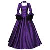 Caxndycing Abito da Donna Medievale, Gotico, Elegante, Retrò, per Rinascimento Vittoriano, Principessa, Barocco, Rococò, in Tinta Unita, Maxi Abito a Maniche Lunghe, Lilla, M