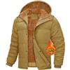 Yuson Girl Giacca Invernale Uomo Calda Giubbotto in Pile Media Lunghezza Parka con Cappuccio Staccabile Spesso Antivento Cappuccio Casual Capotti Idrorepellente Outdoor Uomo(Khaki, XL)