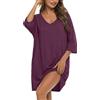 Bresdk Camicia da Notte Oversize da Donna, Scollatura a V, Camicia da Notte Lunga, per Anziane, Ospedale, Viola, 3XL