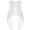 SATINIOR Gilet all'Uncinetto Boho Hippie Cardigan Aperto da Donna in Pizzo Scavato Gilet senza Maniche Drappeggiato (Bianco)