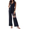 shownicer Jumpsuit Donna Elegante Scollo a V Tinta Unita Playsuit Tuta Cerimonia Cocktail Overall Monopezzi Tutine con Cintura B Nero XXL