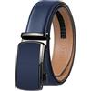 ITIEZY Cintura Uomo Blu in Pelle, Cintura a Cricchetto Senza Buchi, Regolabile con Fibbia Automatica, Larghezza 35 mm, Misura Personalizzata