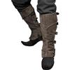 ORANDESIGNE Medievale Vintage Gothic Steampunk Ghette Vichinghe Halloween Cosplay Costume Accessori in Pelle PU Copriscarpe Alti Regolabili