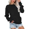 PLOKNRD Donna Felpa con Tasche Leggera Senza Cappuccio Maglia Tempo Libero Sport Basic Casual Style(Nero,M)
