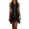 Zanisouta - Abito da donna western, stile boho, abito da cowgirl, midi, sexy, in pelle scamosciata, abito da cowboy, slim fit, con zip parziale, revers con frangia, a maniche lunghe, abito da festa