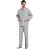 Amaxer Classico Pigiama da Uomo in Due Pezzi,in Cotone,da Notte,a Maniche Lunghe,con Tasche,con Coulisse,Cenere Haze,S