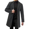 generisch Trench coat - Giacca lunga da uomo, in lana, tinta unita, con bottone, elegante cappotto da uomo, invernale, caldo, senza cappuccio, giacca a vento in pile, comoda vestibilità, grigio scuro