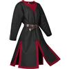 Fowjknww Abbigliamento medievale da uomo a crociato, tunica templare, mantello per carnevale, Halloween, gonna a stemma, guerriero, cosplay, costumi di carnevale, con cintura, Nero , XXXL