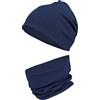 TupTam Berretto e Sciarpa Scaldacollo Coordinati per Bambini, Blu Scuro, 56-58