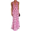 Generisch Abito senza maniche, maxi abito da donna con scollo a V, senza maniche, senza maniche., Colore: rosa., M
