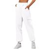 ticticlily Pantaloni Sportivi Donna Tuta Jogging Pantanlone Cargo Gamba Larga Dritta da Sportive Casa Fitness a Vita Alta Elastica con Tasche A Bianco L