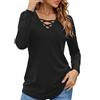 Totatuit Maglietta Donna Maniche Lunghe Maglie Scollo a V Larga T-Shirt Elasticizzato Leggero Tee Shirt Basic Sexy Top Elegante Pullover Casual