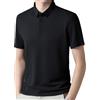 TOMNAD Flexpolo, polo da uomo in seta ghiacciata, traspirante, ricamata, classica, business, anti-pieghe, polo casual alla moda, Nero , XL