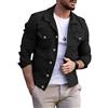 Oanviso Giacca a Camicia da Uomo Tinta Unita Manica Lunga Giacca in Denim Vintage Classica Revers Camicia Cowboy Giubbotto da Mezza Stagione con Bottone e Tasche Casual Slim Outwear A Nero XL