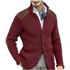 Generisch Cardigan da uomo a maniche lunghe, colletto alto, casual, a maglia, con bottoni e tasche, a maglia, per autunno e inverno, con collo sciallato, blazer Slim Fit, P rosso., M