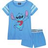 Disney Stitch Pigiama Bambina Estivo Cotone Misto Pigiama Ragazza Corto Due Pezzi IH Oh 4-14 Anni Pigiami Bambina Pantaloncini Manica Corta Stitch Gadget Ufficiale (Blu Stitch, 11-12 Anni)