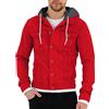 ORANDESIGNE Giacca Jeans Felpa da Uomo Giubbotto Giacca con Cappuccio Sportiva Bomber Trucker Pesante di Jean Felpa Pullover in Jeans Denim Basic Fit con Tasche A Rosso XXL