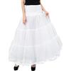 nicticsi Sottogonna Tulle Lunga Donna Curvy Trasparente Gonna Leggera Cerimonia Trapezio Gonnellone a Balze Vestito Sottoveste Maxi Gonne Abito Ballo Swing Fluffy Petticoat Skirt a Bianco XXL