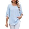 GUCURIN Camicia Donna Chiffon Camicetta Elegante 3/4 Manica con Scollo a Rotondo Casual Estivi di Colore Puro Blusa Leggero