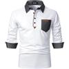 QUNERY Polo Uomo Manica Lunga Contrasto Slim Fit Polo Tennis Golf Poloshirt Bianco XL