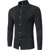ERFMFKL Camicie da uomo plissettate tinta unita smoking slim fit manica lunga groomsman party matrimonio casual top, Cs12 Nero, XXL