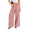 WINKEEY Pantaloni Donna a Vita Alta Pantaloni Larghi Donna Estivi Eleganti Palazzo Pantalone Adatto per Ufficio e Tempo Libero,Rosa S