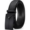 ITIEZY Cintura Uomo Nera in Pelle, Cintura a Cricchetto Senza Buchi, Regolabile con Fibbia Automatica, Larghezza 35 mm, Misura Personalizzata