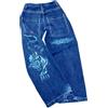 ORANDESIGNE Y2K Jeans Uomo Larghi Pantaloni Cargo Men's Jeans Hip Hop Denim Pantaloni a Gamba Larga Streetwear Z02 Blu S