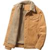 Juneyou Giacca da uomo in velluto a coste con colletto rialzato, foderato in sherpa, caldo cappotto con tasche