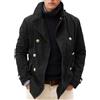 Oanviso Uomo Cappotto Invernale Business Caldo Stand Collare Doppio Fila Pulsanti Con Tasca Giacca Invernale Uomini Cardigan A Nero M