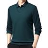 Generisch Camicia da uomo a righe con risvolto, due pezzi da uomo a maniche lunghe con risvolto, maglione casual, verde scuro, XL