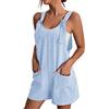 WWricotta Pantaloncini da donna con spalline con laccetti, tuta con scollo tondo e taschino75/1