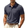 Lovraj Breeze - Polo da uomo a maniche corte, traspirante, testurizzata, comfort fit, estiva, con tasca sul petto, taglio dritto, da golf, per tutti i giorni, ufficio e attività all'aperto, grigio scuro, XL