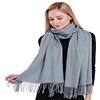 CJ Apparel Grigio Argento Misto Cotone Spesso Solido Colore Disegno Scialle di Pashmina Dell'involucro Della Sciarpa Secondi NUOVO