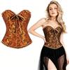 SilverChry Corsetto per Donne, Corsetto Stringivita, Bustino Donna Elegante, Bustier Donna Corpetto Top in Pizzo, Sexy Overbust Corsetti Bustino Vintage Gotico (IT, Testo, L, Regular, Regular, Oro)