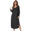 SHCNSJC Camicia da Notte Donna Lunga con Scollo a V Camicia da Notte a Maniche Lunghe per Le Donne Camicia da Notte Invernale Camicia da Notte Lunga per L'Allattamento con Tasche