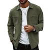 seiveini Camicia da Uomo in Velluto Maniche Lunghe Giacca Camicie Button-Down con Tasche Autunno Inverno A Army Green L