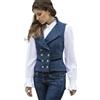 CAMDOM Gilet da donna in stile anni 50, in tweed, slim fit, con scollo a V, doppio petto, con tasche, senza maniche, blazer e giacche, Marina Militare, L