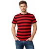 NuJake Maglietta a righe rosse e nere, per adulti, in cotone, per la festa del libro scolastico, costume, Rosso e nero, M
