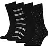 Tommy Hilfiger 4-pack Stripes & Solid Men's Socks Scatola Regalo Da Collezione, Nero S-M